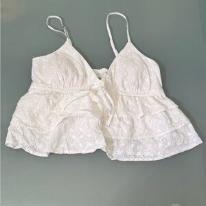 Hollister White Eyelet Lace Top